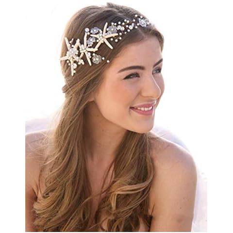Diadema de novia de estrella de mar con vid de cristal Cover