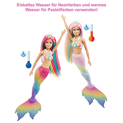 Barbie GTF89 - Dreamtopia Regenbogenzauber Meerjungfrauen-Puppe mit Regenbogenhaaren und Farbwechsel-Funktion, Geschenk… – Bild 4