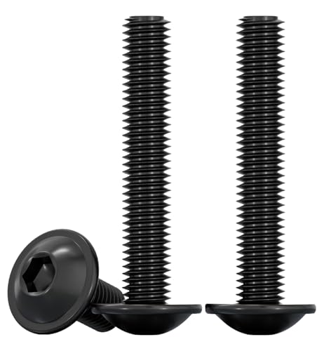 Drenky Flanged Button Head Screws M6 X 40mm 20 Pack Socket Flanged Button Screws 304 Stainless Steel Black Hexagon Socket Pan Head Screw Fully Thread Machine Screw, Rustproof