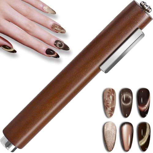 Image of THR3E STROKES 3 in 1 Nail Magnet, Multifunctional Cat Eye Gel Nail Polish Magnet Pen, 3D Magnetic Nail Polish Stick for Home DIY, Salon, Studio, Nail Art Design Tools (3 IN 1)(DARK BROWN)