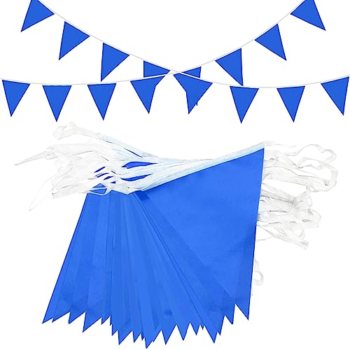 Topeedy 20M Blue Bunting Flags Party Decoration 40pcs Reusable Blue Pennant for Birthday Wedding Party Baby Shower Home or Garden Triangle Flags