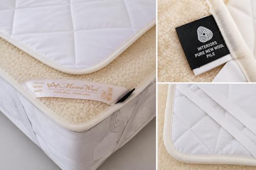 Merino Wool Bedding Bettwäsche Naturbettwäsche Woolmark Wolle Matratzenauflage Vlieslaken Naturprodukt Wollunterbett (180x200cm)