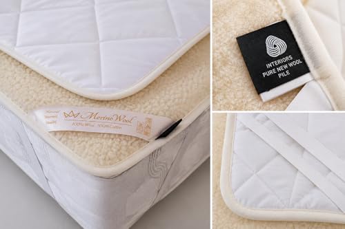 Merino Wool Pościel, naturalna pościel wełna materac topper polar arkusz produkt naturalny sezon**, dwustronny wełniany koc narożny pasy (180 x 200 cm)