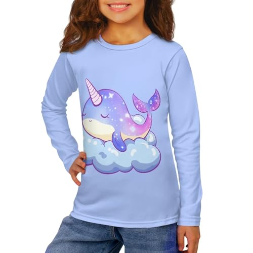 Image of Girls Long Sleeve Shirt with Cute Graphic Casual Pullover Tops 3-16Y