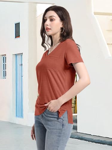 PGANDS Women's Summer Tops V Neck Short Sleeve T Shirts Casual Basic Loose Fit Tee3