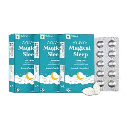 Image of Ayuvya Magical Sleep Melatonin Effervescent Tablets, 30 Tablet, Night Time Sleep Aid, Non Habit Forming, Pack of 3 | As Seen on Shark Tank