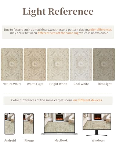 SERISSA Runner Rug for Hallways, 2'6"x10' Washable Non Slip Kitchen Runner Rug, Long Boho Rug Vintage Beige Hallway Stair Ultra Soft Print Floor Carpet for Bedroom Bathroom Laundry Room