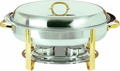 フードウォーマー、ビュッフェサーバーフードウォーマー、ホットプレート、フルサイズステンレススチールビュッフェヒーターコンテナ炉ビュッフェヒーターキット、楕円形のホットポットビュッフェトレイ6個付き、ウェディングケータリング、