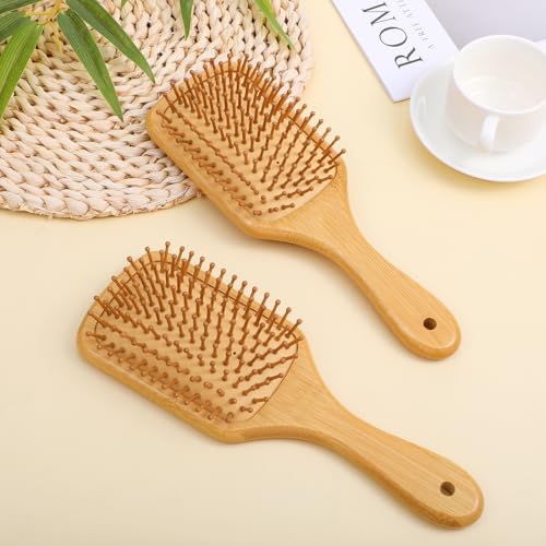 Cepillo de mango de madera de bambú natural para evitar la rotura del cabello 7