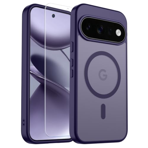 Image of SUPFINE Magnetic for Google Pixel 11 Pro XL Case - Dark Purple | With Screen Protector,Translucent Matte,Built-in Magnets,Military Grade Drop Protection,Shockproof Phone Cover