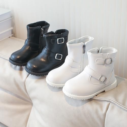 IWIHMIV Little Girls Boots Girls Dress Boots Toddler Girl Booties Girls Boots Side Zip Boots Outdoor Leather Short Boots4