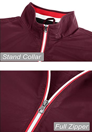 Tacvasen Jackets For Men Casual Bomber Lightweight Slim Fit Full Zip Running Thin Sports Jacket Red M #TOP2