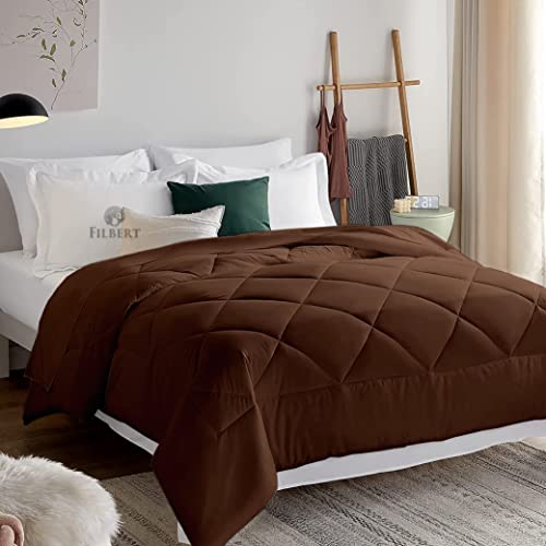 Image of Filbert Microfiber 250 Gsm 300 Tc Diamond Stitch Double Bed Comforter Blanket For All Season Light Weight (90 inch X 100 inch Inches /228Cm X 254Cm) - Comforter Double Bed | Chocolate Brown