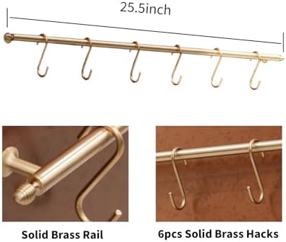 29.5“x29.5” Aged Copper Finish 304 Stainless Steel Range Hood Backsplash with Solid Brass Rail & S Hooks,Stove Backsplash,Vintage Style,Kitchen Wall Splash Guard. - 3