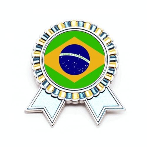 Médaille de prix drapeau Brésil broche en métal de qualité M