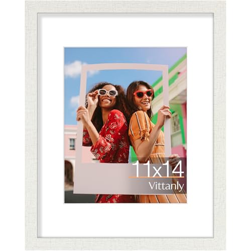 Vittanly 11x14�C���` �ʐ^�t���[�� �G���W�j�A�[�h�E�b�h ��U�h�~�v���L�V�K���X�t�� �ʐ^��\�� 8x10�C���` �}�b�g�t�� �܂���11x14�C���` (�}�b�g�Ȃ�) �Ǌ|���p�t�H�g�t���[�� �A�C�{���[�z���C�g 1�p�b�N