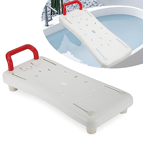 Sonnewelt Planche de Bain pour Adultes Seniors - Dimensions : env. 69 cm - avec poignée et Porte-Savon intégré - Blanc