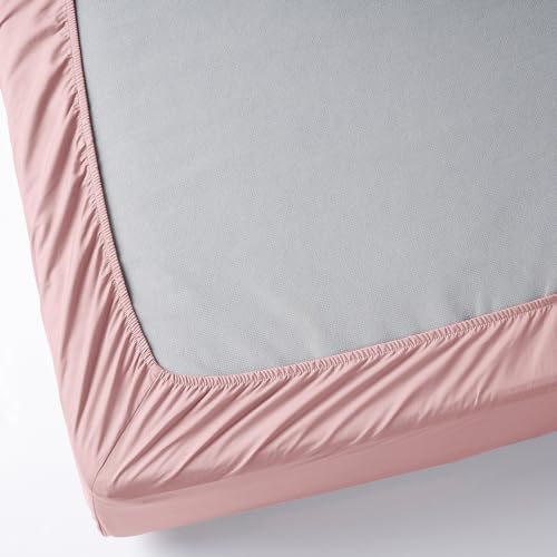 Drap-housse rose clair 90 x 200 cm ULLVIDE linge de lit simple extensible - 5