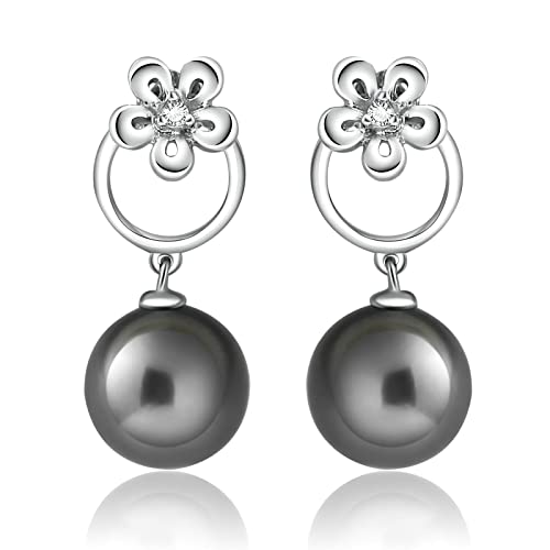 Boucles d'oreilles de mariée en perles noires et fleurs pour illuminer votre grand jour