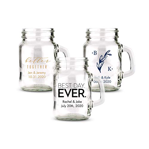 WEDDINGSTAR Personalized 4oz Miniature Mason Jar Shot Glass Customizable Full Color Print - 12 pack
