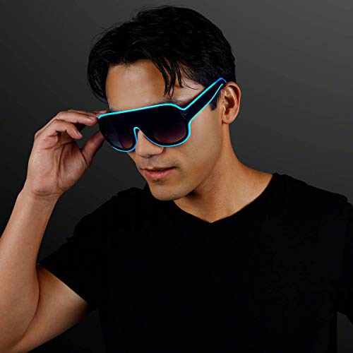 Light Up Sunglasses Aviator Blue EL Wire Neon LED Flashing Sunglasses4