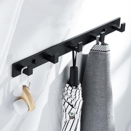 Perchero de pared negro de aluminio con 5 ganchos para organizar su hogar 5