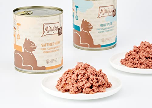 MjAMjAM - Premium Nassfutter für Katzen - Mixpaket V - Purer Fleischgenuss, 6er Pack (6 x 800 g), getreidefrei mit extra viel Fleisch,Fleischig