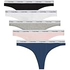 Calvin Klein 5 Pack Thong Low-Rise 000Qd5221E Tanga, Blue (Black/White/Grey Heather/Potpourri/), S para Mujer
