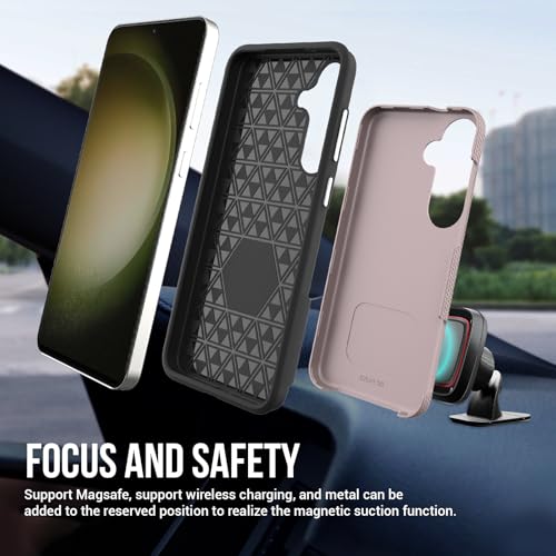 Image of NOXO Ultra-Hybrid Triangle Back Case Cover for Samsung Galaxy S25 Fe, | Shockproof Design | Camera Protection | Soft TPU & Rugged PC | Bumper Case Cover for Samsung S25 Fe, (Aureate Pink)
