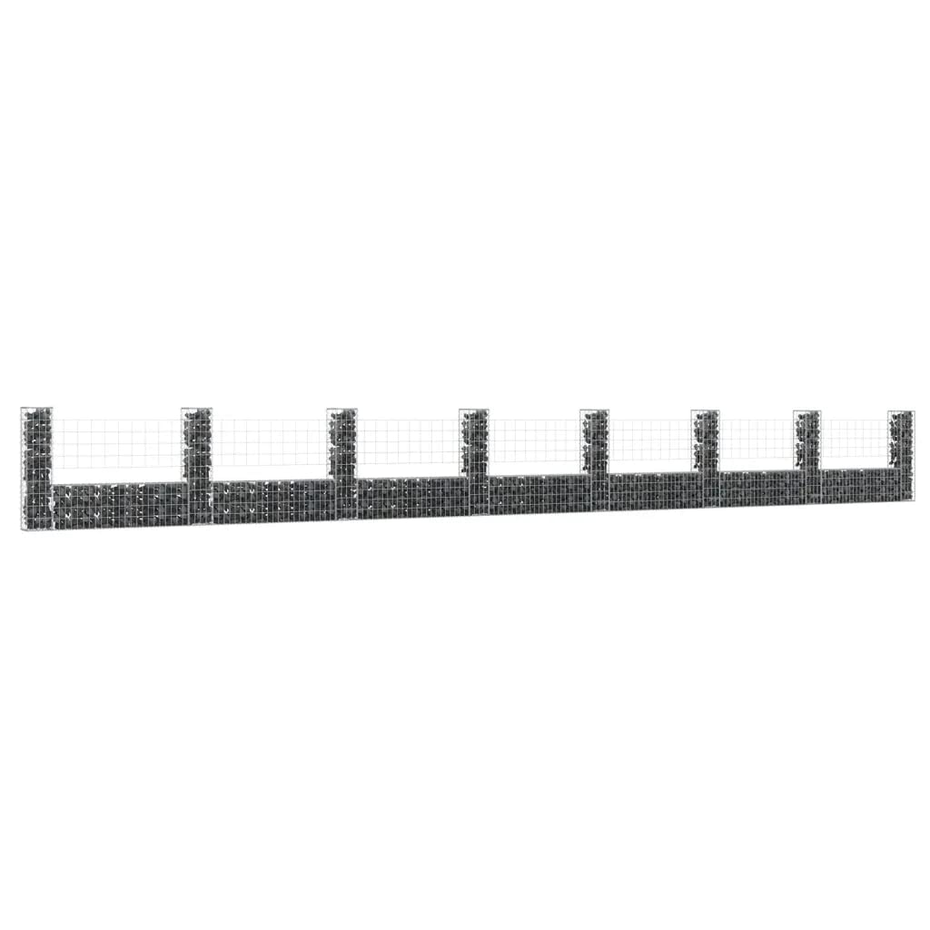 Gabion de jardin haut de gamme en fer robuste avec 8 poteaux d'ancrage en U