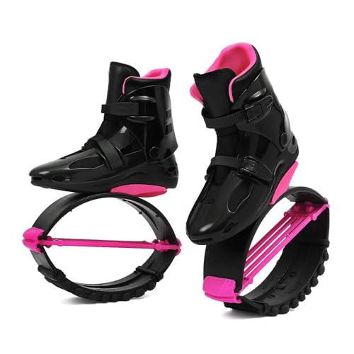 TMDRLELFDF Adult Kangaroo Jump Shoes, High Bounce Moon Shoes for Men and Women, Safe and Adjustable Fit, Rebounder Jumps Boots for Exercise Fitness Training and Fun(Rose Black,X-Large)