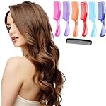 (6 Pack) 8" Colorful Styling Essentials Round Handle Comb Hair Combs and (1 Pack) 5" Favorict Pocket Comb (A) - Image 2