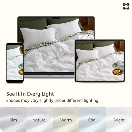 Image of Bedsure 100% Washed Cotton Duvet Cover King - Bright White Minimalist Duvet Cover Linen Like for All Seasons - GentleSoft Plain Simple Cotton Bedding, 3 Pieces (Bright White, King, 104 inchx90 inch)