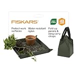 Fiskars Planting Mat for Indoor Gardening – Foldable Repotting Mat and Potting Tray with Snap-Up Sides, Durable Water-Resistant Nylon, 17.5" x 17.5"