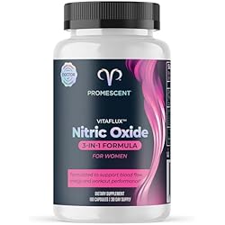 Promescent VitaFLUX Women's Nitric Oxide Booster Supplement, Boost Energy & Performance - Therapeutic Dose of Essential Amino Acids L Arginine, L Citrulline, L Carnitine, Zinc (180 Capsules)