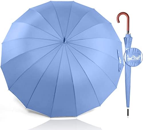 Royal Walk Windproof Umbrella Black Large 54 Inch Automatic Open for 2 Persons Stormproof for Men Women Classic Wooden Handle Lightweight Waterproof Durable Strong 16 Ribs Travel Golf 120cm Dark Green