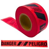 ACE Supply Reinforced Barricade Tape - Red Danger Tape Roll - 3' x300'x5mil - Barricade Tapes for Construction, Utility, Crowd Control, and Emergency Services