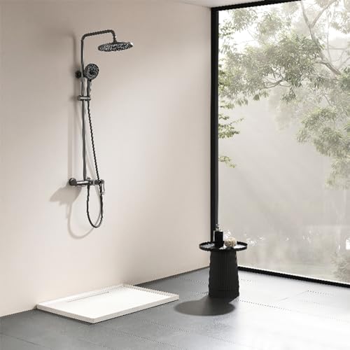 Robinets de douche avec pommeau et douche à main système eau chaude froide LED