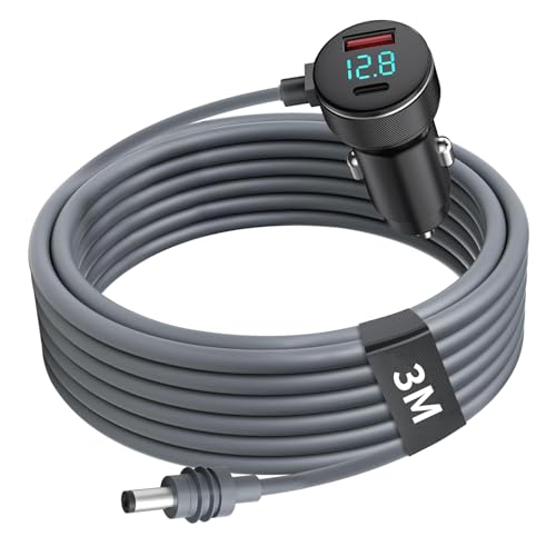 LSXHQ Starlink Mini DC Power Cable: Waterproof Car Charger for Starlink Mini with Cigarette Lighter Adapter, USB & Type-C Ports, LED Voltmeter, 18AWG Wire, Fast Charging for Starlink (3M/10FT)