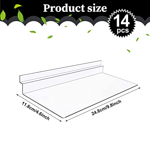 Vaipi 14 Pack Acrylic Slatwall Shelves Clear Slat Wall Accessories Plastic Floating Shelves For Wall Hanging Transparent Display Shelf Home Bathroom Shoe Stores Boutiques Supplies #TOP2