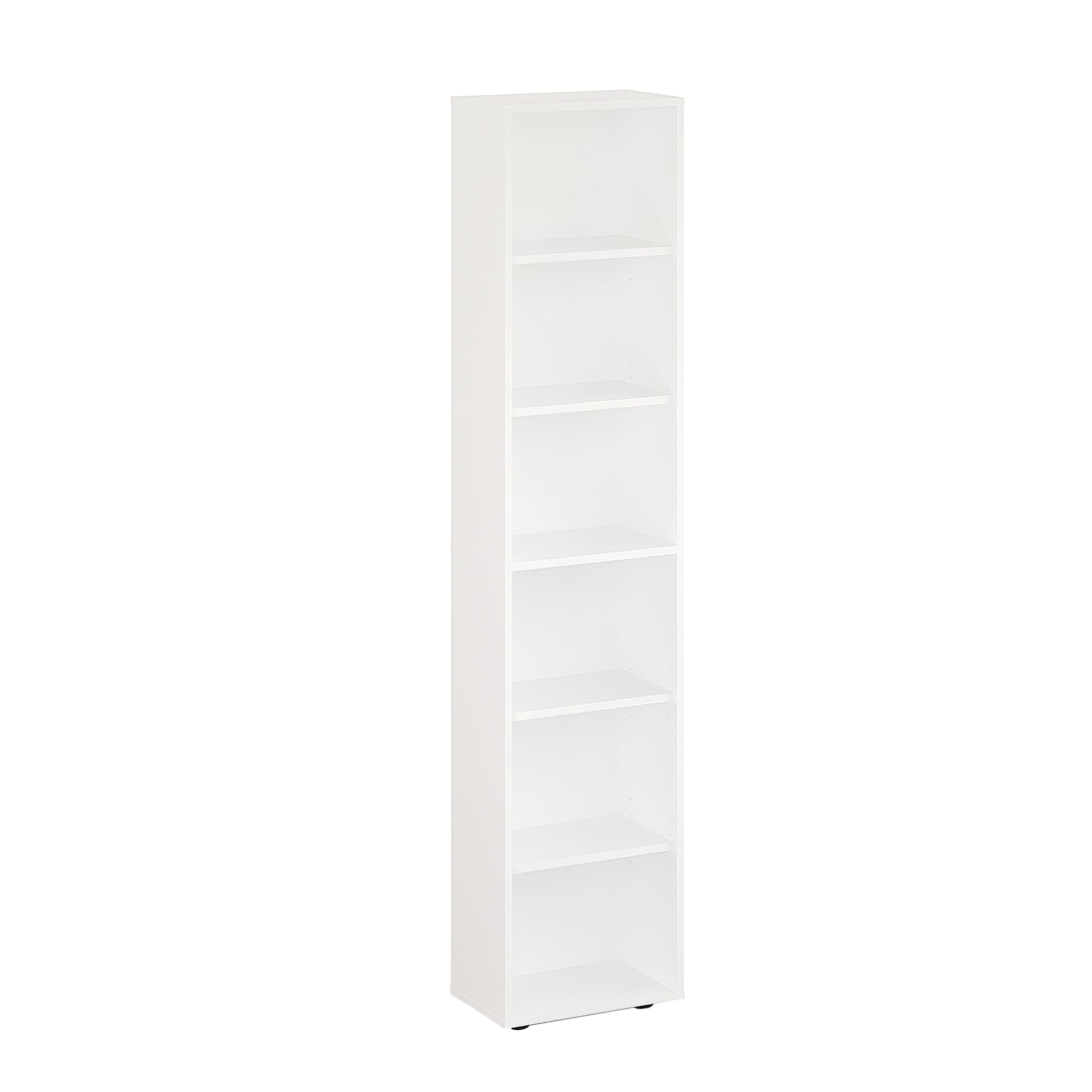KOMTO Regal 40 cm breit Weiß - Bücherregal mit 6 Ebenen und Höhenverstellbare Regale, Standregal, Aufbewahrungsregal | Bookshelf Lumo 40 x 180 x 24 cm (BxHxT)