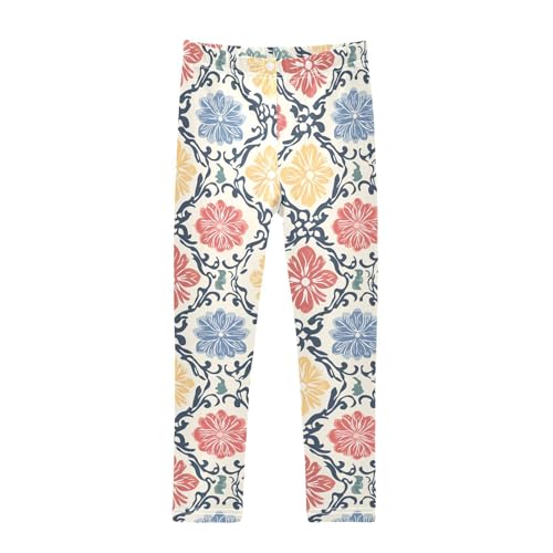 KLL Seamless Asian Traditional Patterns Toddler Girls Active Leggings Stretchy High Waisted Sweatpants Running