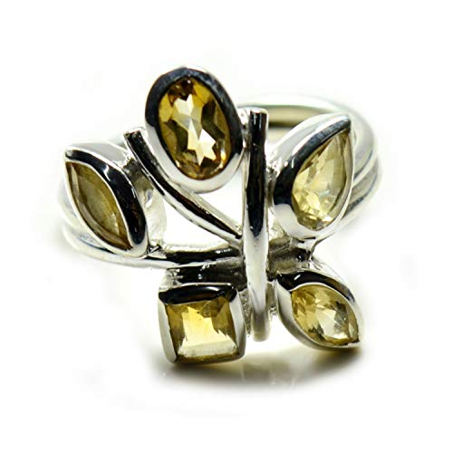 Bague en citrine naturelle pour femme en argent 925 taille 46 à 68