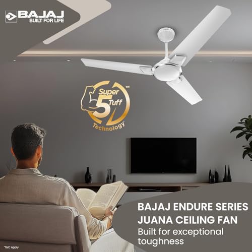 Image of Bajaj Endure Series Juana 1200MM Ceiling Fan | Star Rated Ceiling Fans For Home | High Speed Fan | 5 Years Warranty 【Base White】