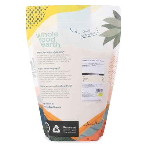 Wholefood Earth Bio-Goldener Rohrohrzucker 3kg | Roh | Unraffiniert | Vegan | GVO-frei | Zertifiziert biologisch