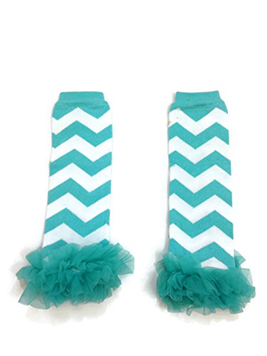 Rush Dance Variety Chiffon Ruffles Baby/Toddler Leg Warmer (One Size, Aqua & White Chevron - Aqua Ruffles)