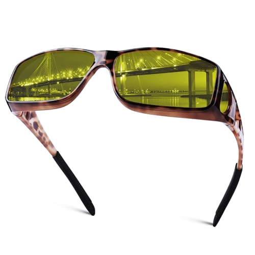Image of Night Driving Glasses for Men Women Fit Over Sunglasses Anti Glare Polarized HD Night Vision Glasses