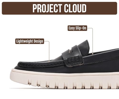Image of Project Cloud 100% Genuine Leather Loafers for Women - Memory Foam Insoles Slip On Shoes for Women - Lightweight Womens Shoes - Non Slip Womens Loafers (Filide1)
