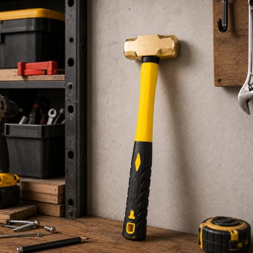 Stark USA 3LBS Brass Head Sledge Hammer Fiber Glass Brass Striking Head, 13-inch Handle With Comfortable Grip, Non-Sparking, 3-Pounds by Stark USA - Image 3