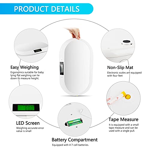 Qulable Toddler Scale Digital 44 Pounds Newborn Scale For Wiggly Baby Infant Sacle Baby Scale Accurate Baby Size Platform Auto-Off Tare Function Low Battery And Overload Prompt Kg/Lb/Oz Tape Measure #TOP2